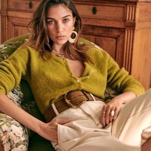 Sezane Gaspard Cardigan in Anis green